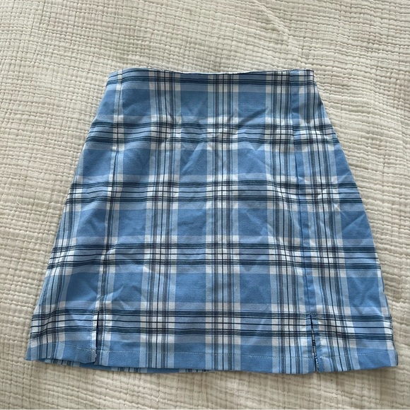 Brandy Melville Dresses & Skirts - Brandy Melville Blue Plaid Mini Skirt